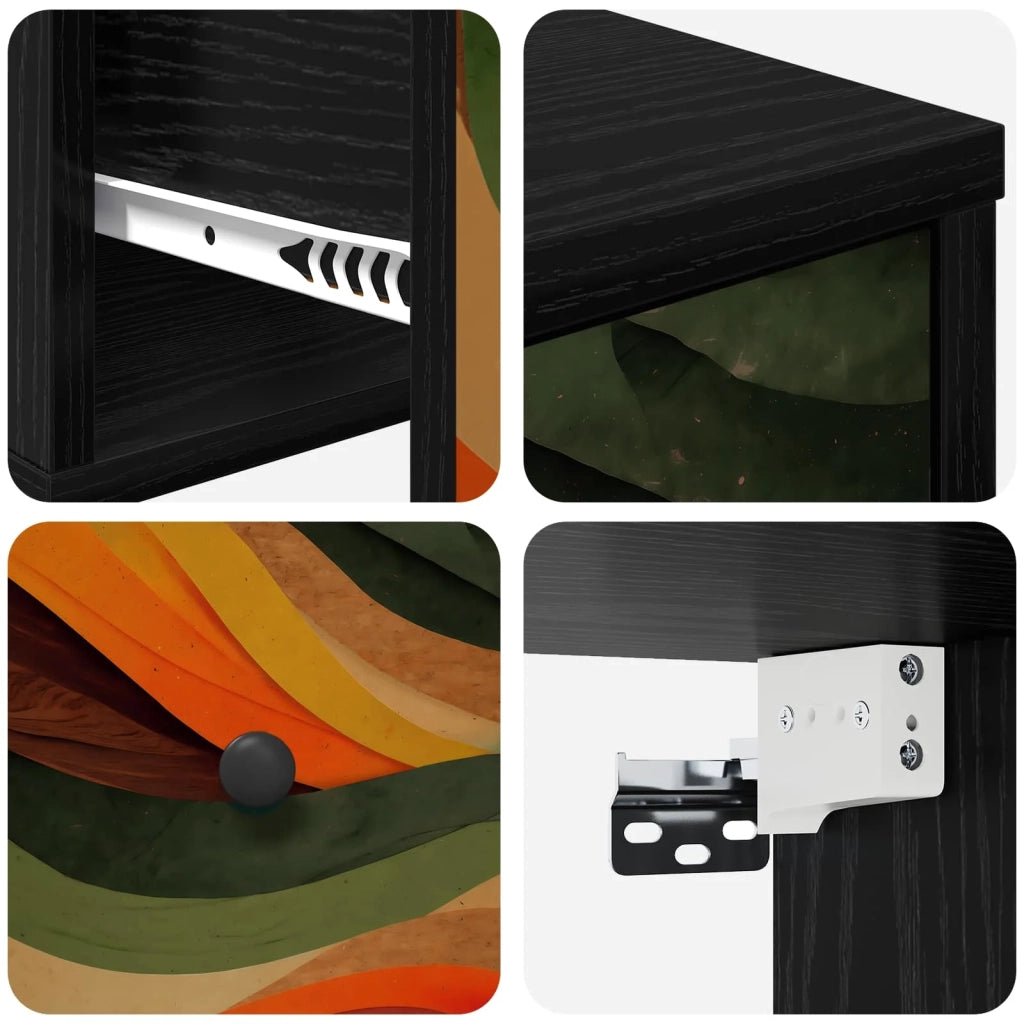 Mobiletto da comodino a parete BONN 2 pz Rovere Nero 8007480