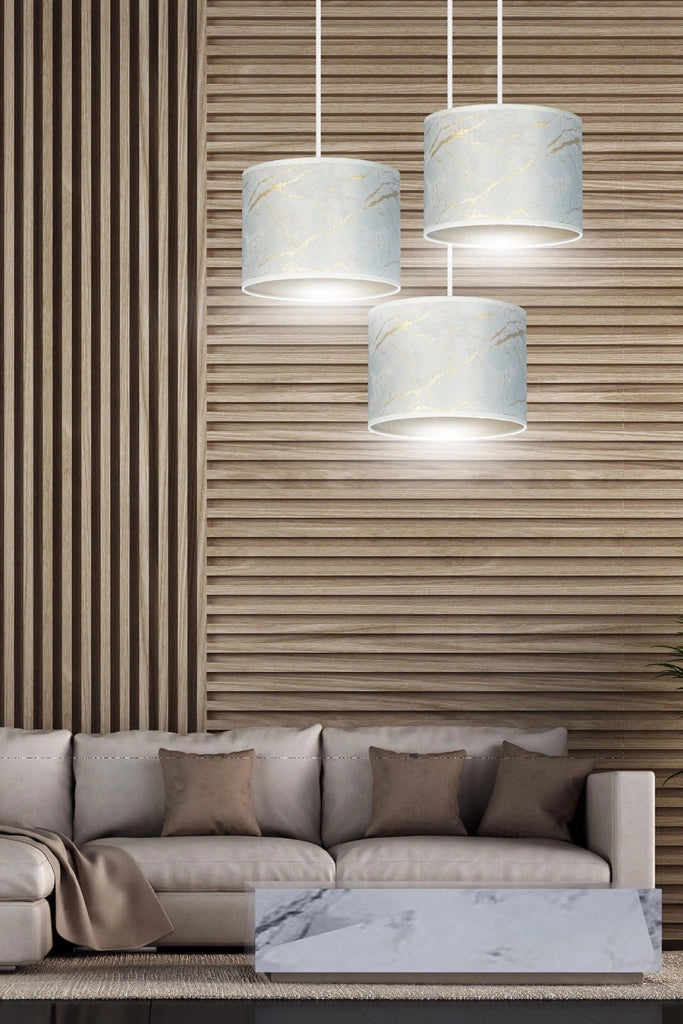Lampadario Emibig Broddi 3 3xE27 bianco oro tessuto