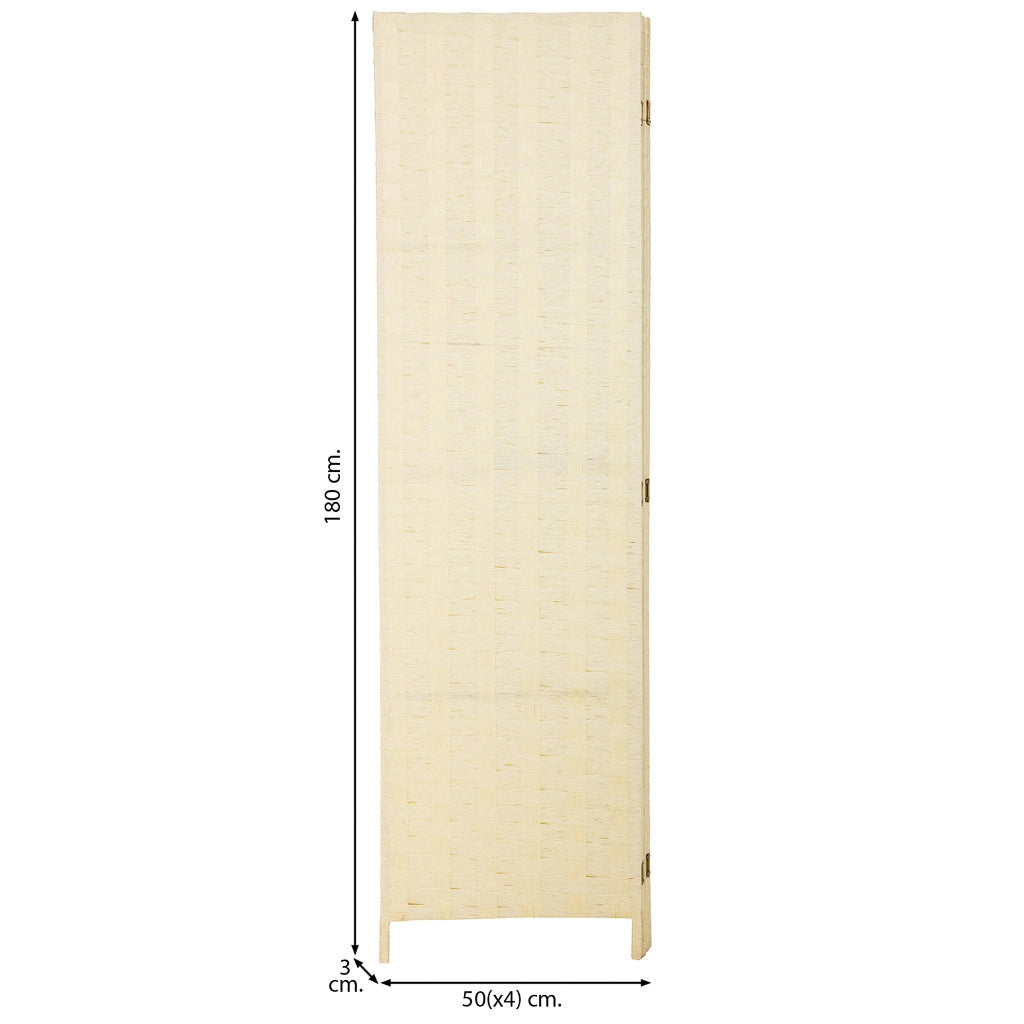 Biombo papel trenzado 4 hojas 50(x4)x3x180h cm