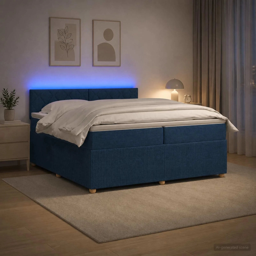 Letto box spring con materasso Blu 200 x 200 cm Tessuto 3453022