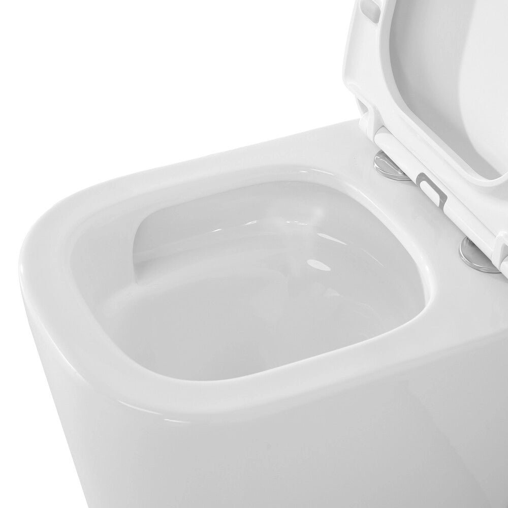 Wc filo muro profondità 48cm con scarico a terra tornado e sedile soft close Atami