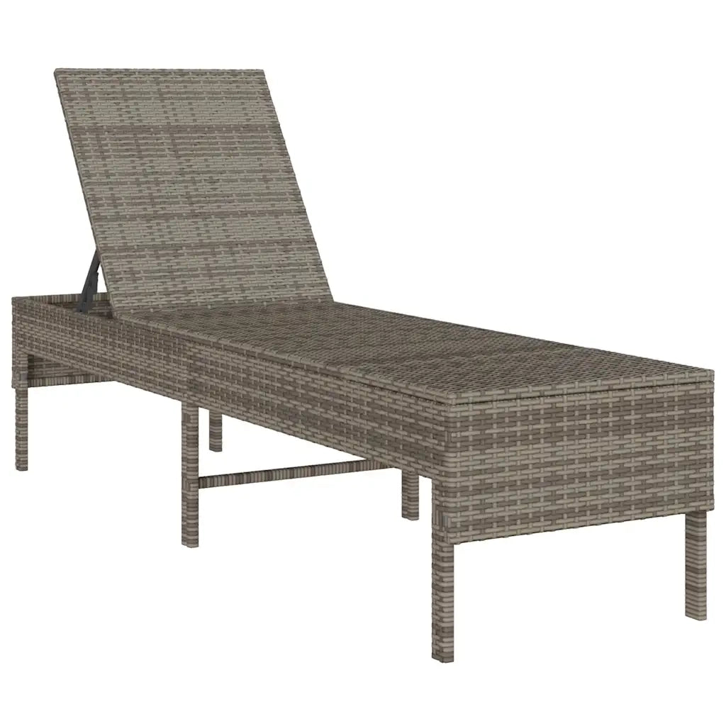 Lettino Prendisole con Cuscino Grigio 55x200x44cm in Polyrattan 4104102