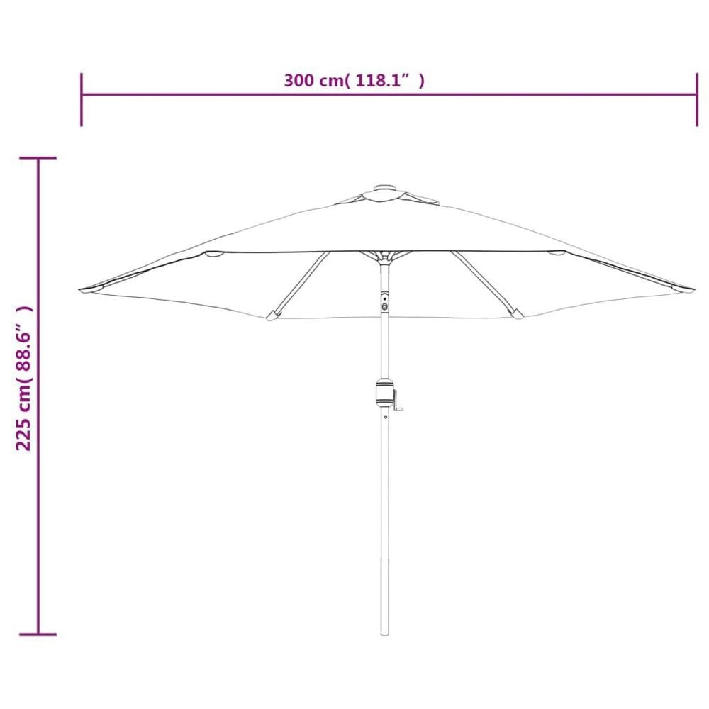 Parasol With LED Lighting, 3 M, Sand White