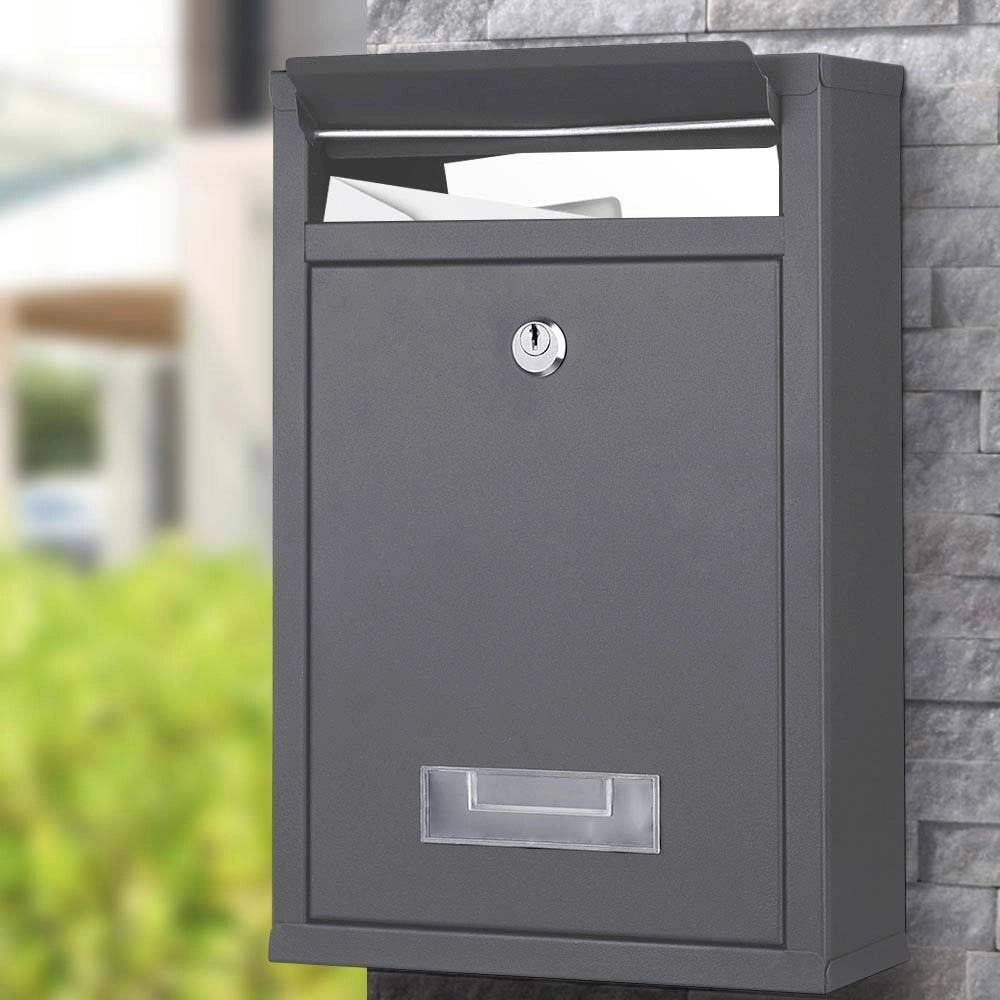 Trade Shop - Cassetta Postale Parete Acciaio Buca Lettere Posta Esterno Con Chiave Grigio -
