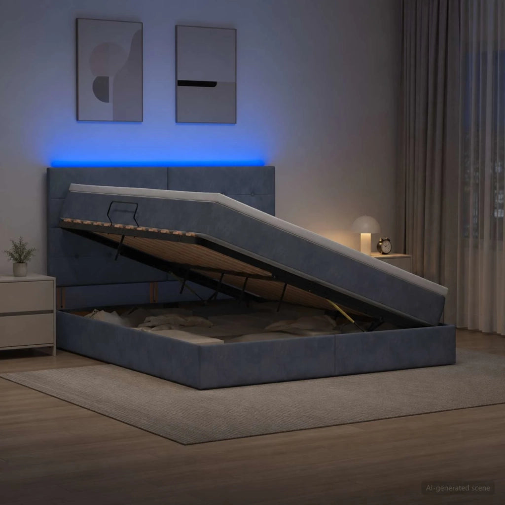 Letto con contenitore LED e materasso Grigio Scuro 160 x 200 cm 3460141
