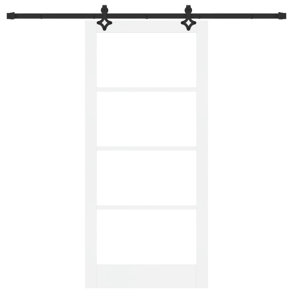 Porta scorrevole  con hardware bianco 93x202 cm in legno massello di pino