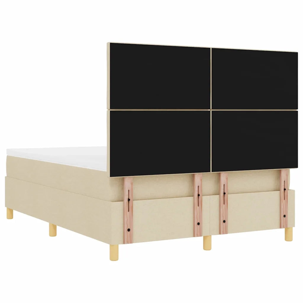 Letto a molle con materasso Crema 140 x 200 cm Tessuto 3343185