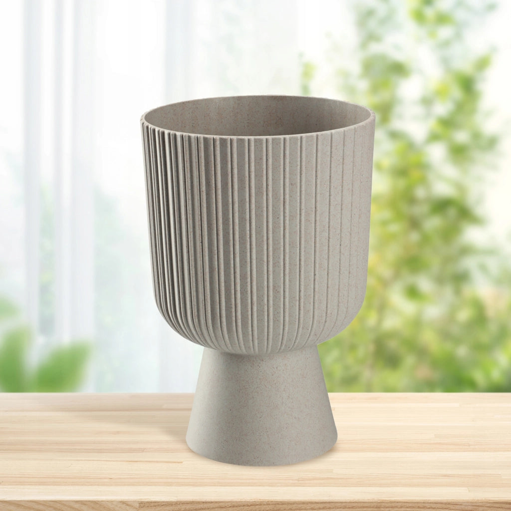 Vaso da fiori KADAX, vaso per fiori, da giardino, con coperchio in plastica, 14 cm, supporto per fiori, grigio