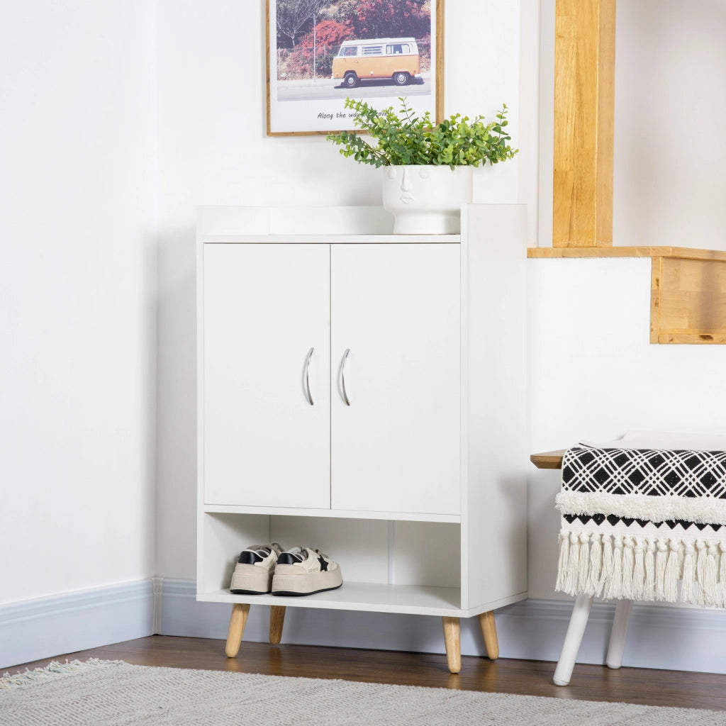 Scarpiera in Legno Bianco con Ripiano Aperto ¨C zephmum ¨C 60x30x92cm