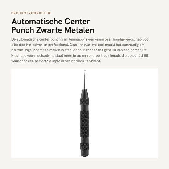 Centro Punti Automatico per Precisie Gereedschap in Acciaio di Alta Qualità - Adatto per Legno/Metallo - Resistente ai Colpi - Per Forare senza Martello - Punti di Foratura