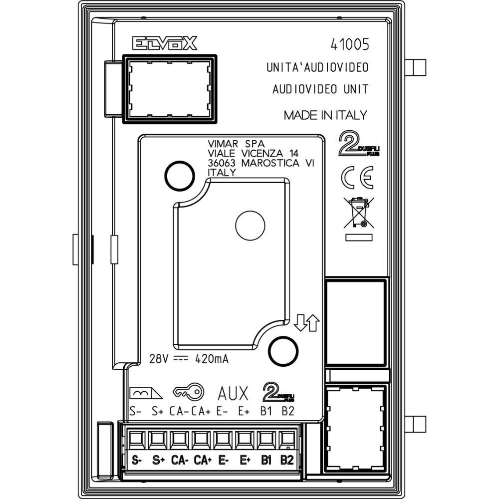 Vimar 41005 unità elettronica 2 fili plus a/v con telecamera grandangolare