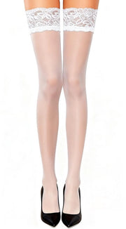 Calze per donna con silicone antiscivolo - Intimo femminile - Calze in nylon - Colori nero/bianco - 75cm - Calze per donna