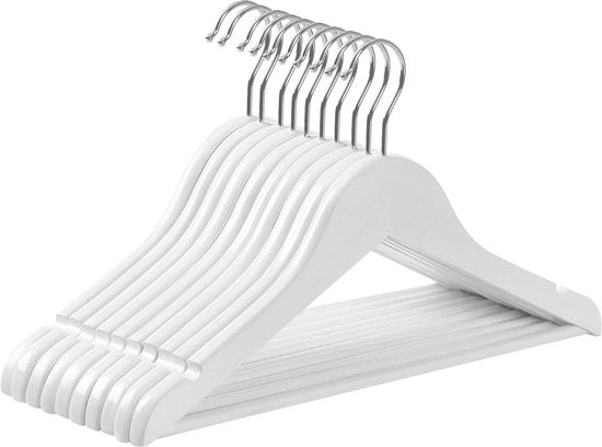Hangers per bambino in legno - Adatti per bambini - Set da 10 - Bianco - Legno di acero massiccio