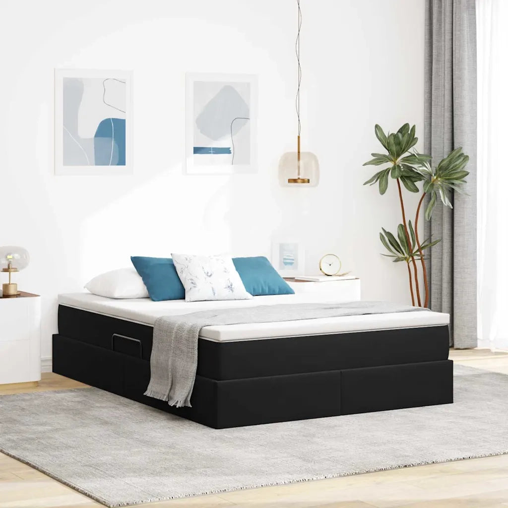 Letto con contenitore e materasso Nero 140 x 200 cm Velluto 3370307