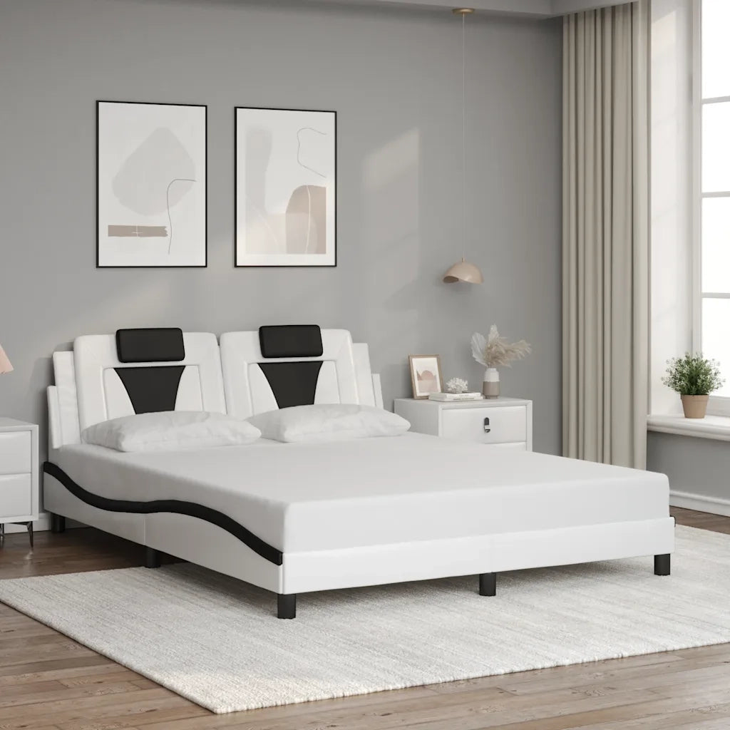 Giroletto Viana senza Materasso Nero e Bianco 160x200 cm in Similpelle
