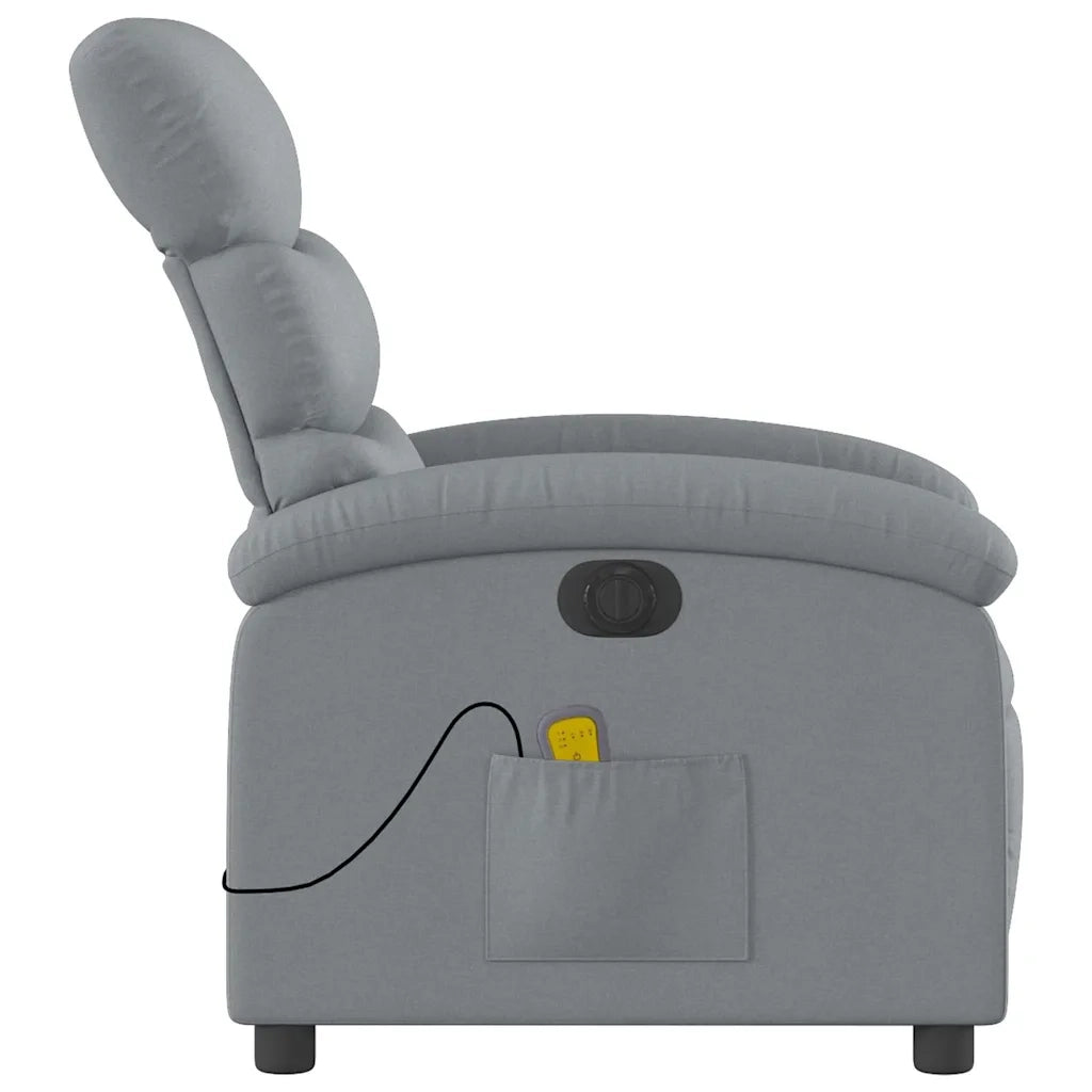 Poltrona | Sedia Relax Reclinabile Massaggio Elettrica Grigio Chiaro Tessuto