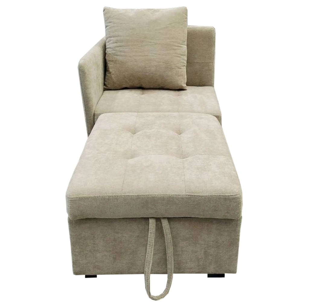 Divano letto trasformabile 3 in 1 con schienale reclinabile in tessuto di lino beige