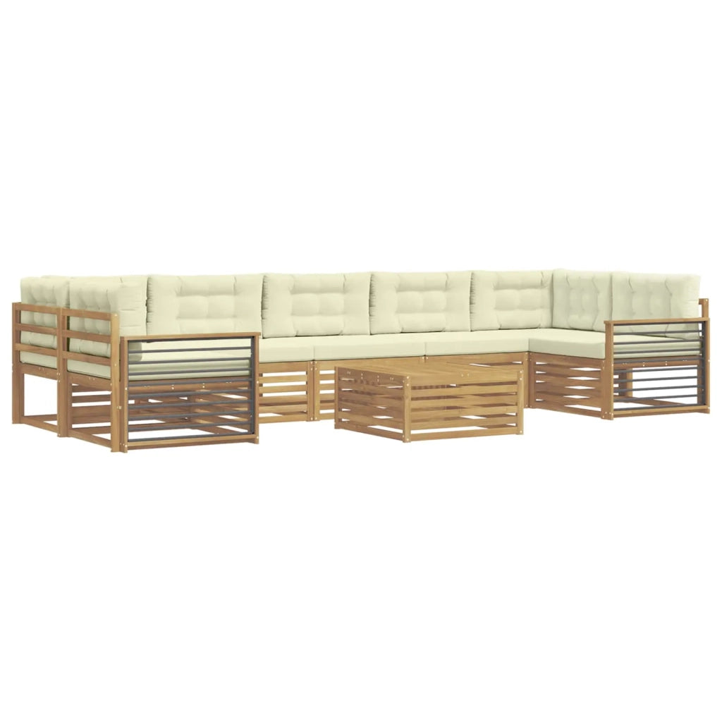 Set di divani da esterno 8 pz Bianco e Crema 3390215