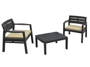 SALOTTINO 3 PEZZI LOMBOK ANTRACITE 2 POSTI  cm. 76x61x48,5h.  peso kg.18,3