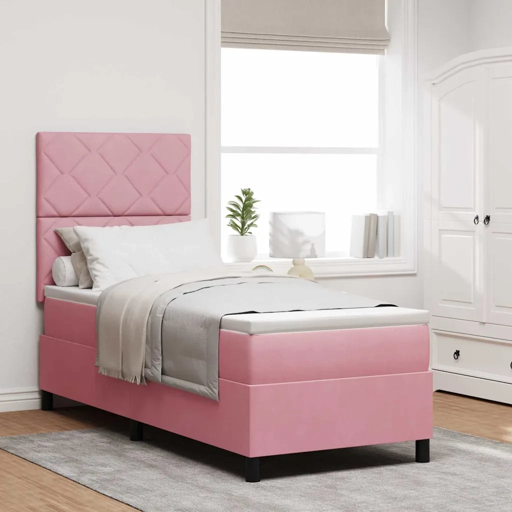 Letto a Sorgente LED con materasso Rosa 80 x 200 cm Velluto 3343345