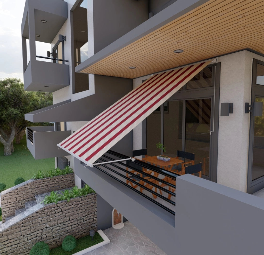 Tenda da sole a caduta con bracci per balcone terrazzo finestra 200cm Beige Bordeaux Golisa