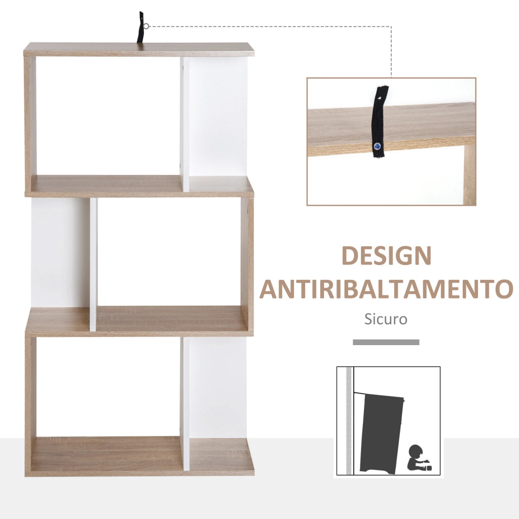 EasyComfort Libreria di Design Scaffale Ufficio Legno Moderna 3 Ripiani 60 × 24 × 111.4cm
