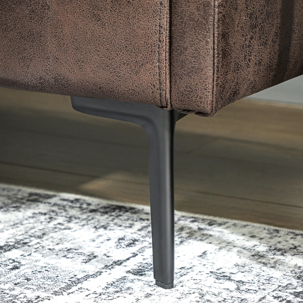 Divano 2 Posti Design Minimal 137x72x88 cm con Imbottitura Spessa in Poliestere Effetto Pelle Marrone Scuro