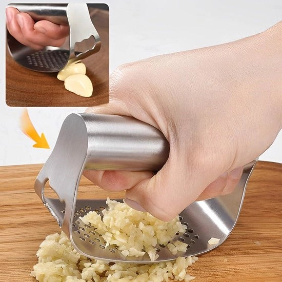 Nuova Presa di Aglio in Acciaio Inossidabile - Con Triturator e Spazzola di Pulizia - Gadget da Cucina Utensile