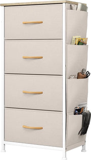 Dressoio da camera con quattro ripiani e struttura in metallo pannello in legno per camera da letto soggiorno camera dei bambini ingresso beige - Spazi di archiviazione ampi - Aggiunta elegante e pratica