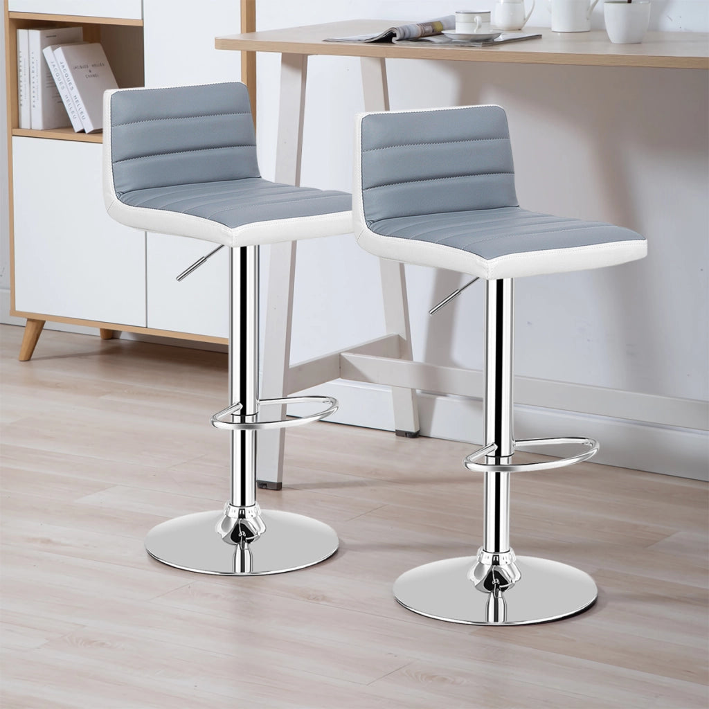 Set di 2 sgabelli in pelle PU da bar regolabili, Sgabello quadrato con schienale basso e robusta base rotonda-Sgabelli da bar
