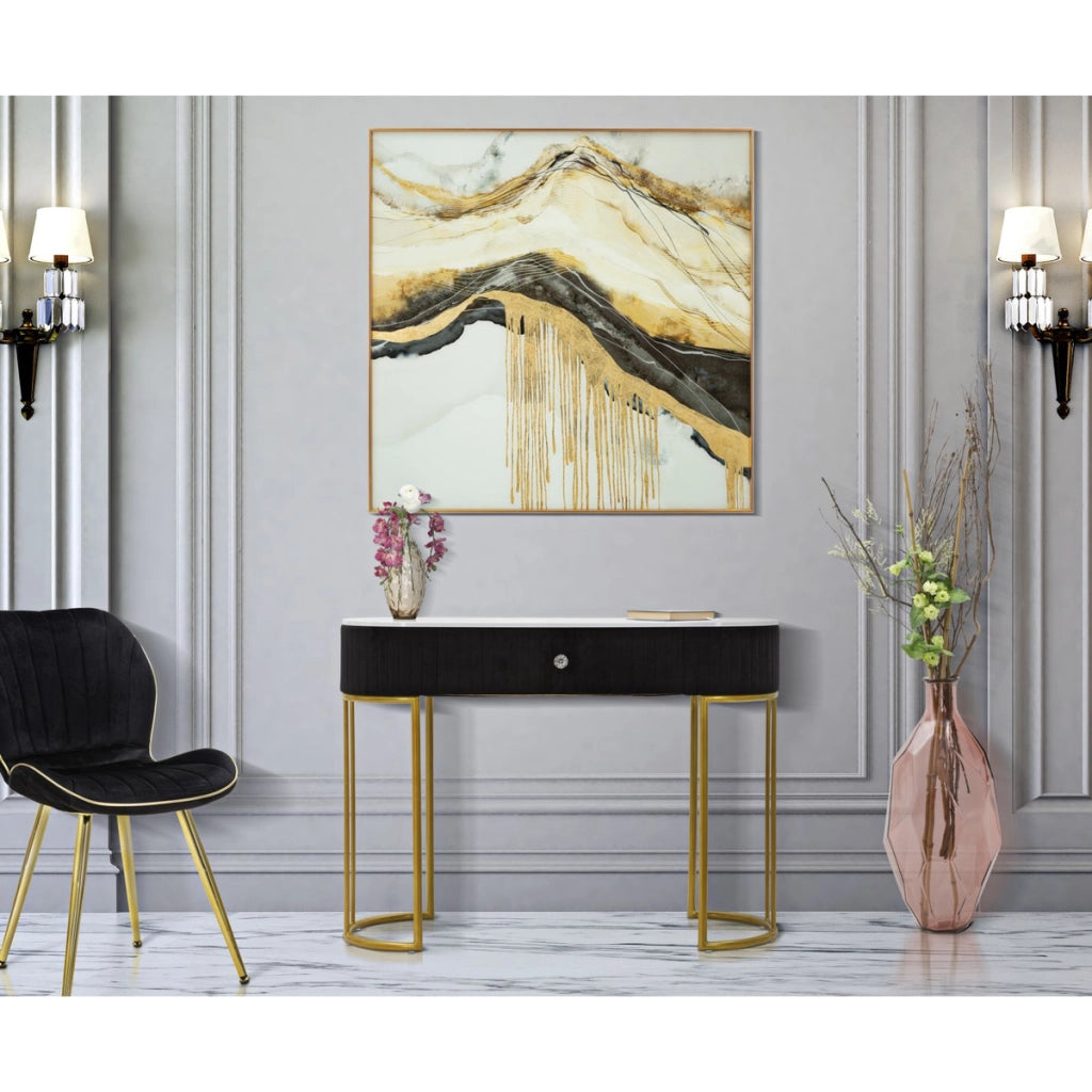 Tavolo Consolle VKH614, Nero, Legno, 100x43x74 cm