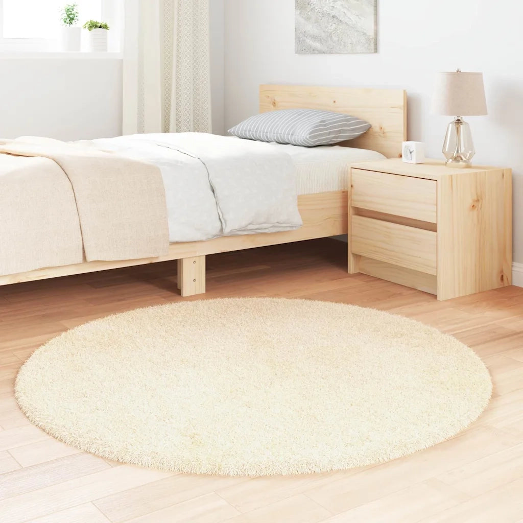 Tappeto del soggiorno | Tappeto Shaggy a Pelo Lungo NAVARRA Crema 120x120 cm poliestere