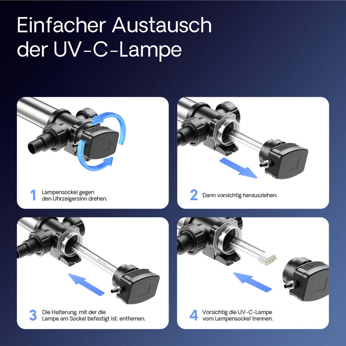 CUV-736 Chiarificatore UV per laghetto, acciaio inox, Sterilizzatore con lampada 36W