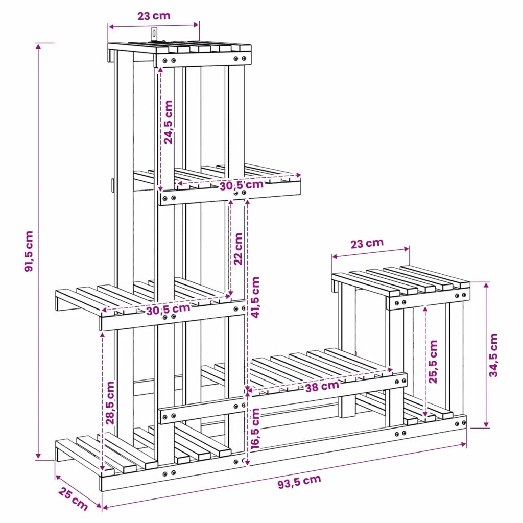 Supporto per piante Bianco 93,5 x 25 x 91,5 cm 903089
