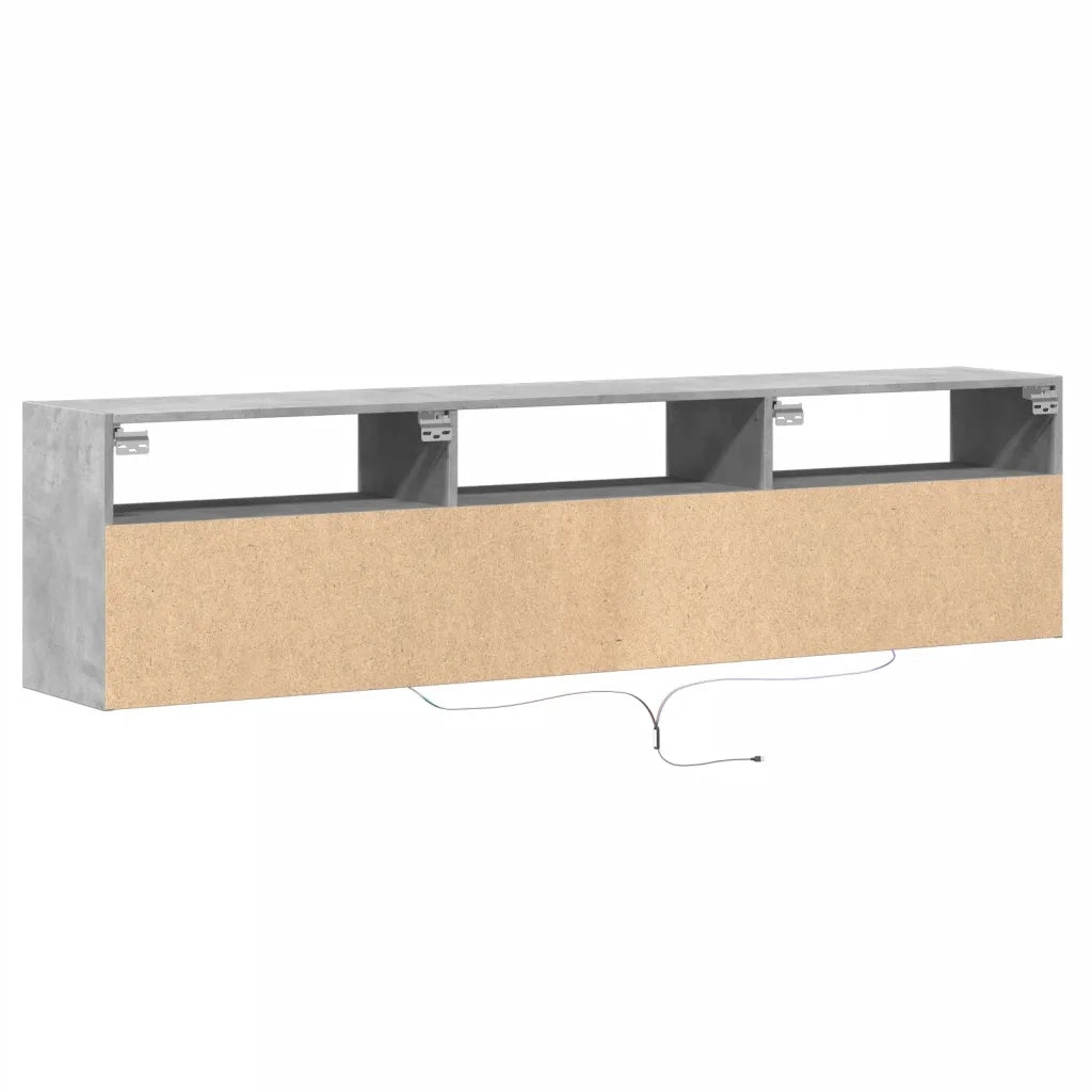 Mobile TV a Parete con LED Grigio Cemento 180x31x45 cm