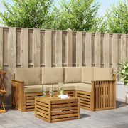 Set di divani da esterno con cuscino 5 pcs Naturale e Beige 3374768