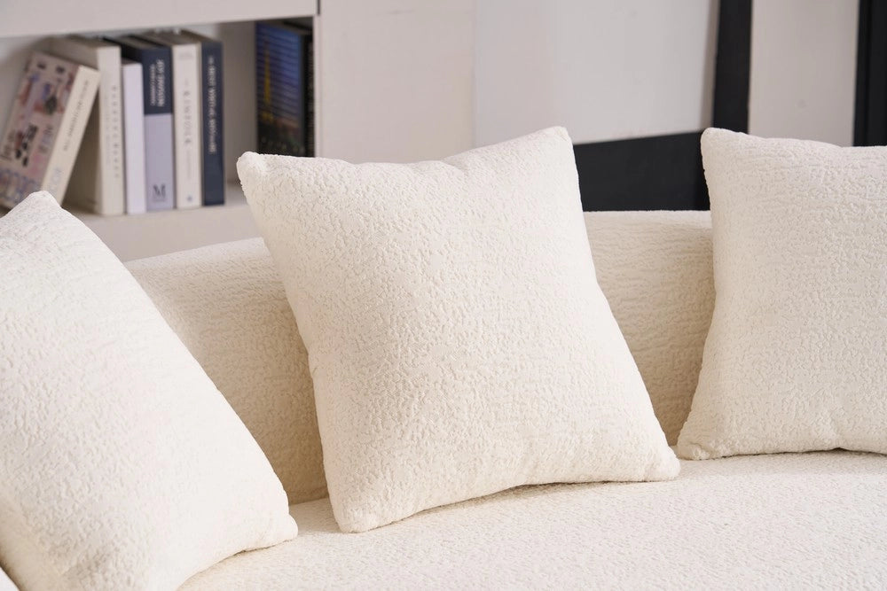 Divano 2 posti ¨C Minimal ¨C Offwhite velluto imbottito con 3 cuscini compatti