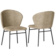 Set di 2 Sedie da Pranzo Imbottite in Tessuto Effetto Lino ¨C Zephmum ¨C Gambe in Acciaio Marrone Chiaro