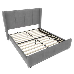 Letto 140x190cm?- Xylo - struttura ferro/legno USB grigio