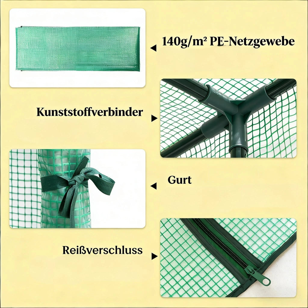 Serra a tunnel per esterni con 2 porte apribili e tetto semicircolare in acciaio e PE verde 200 × 100 × 210 cm