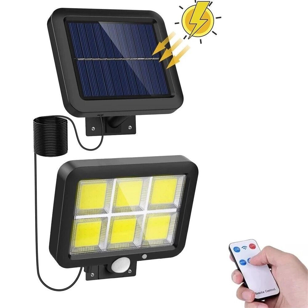 FARO SOLARE LED CON PANNELLO FARETTO SENSORE DI MOVIMENTO 120 LED COB XZ-F120