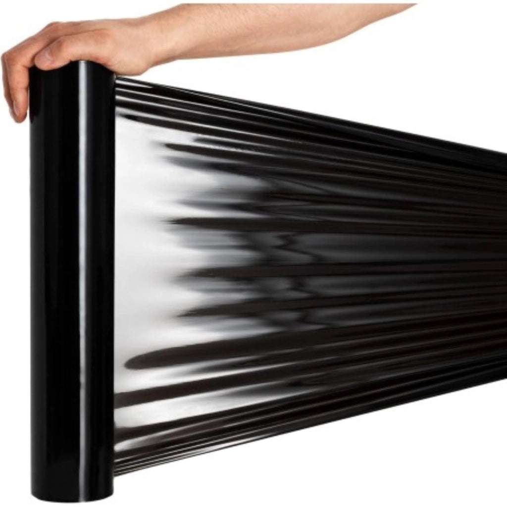 EcoPrice® Pellicola Film Estensibile Nero Da 2,5 Kg 23 Micron Bobina Super Resistente 2 RotolI