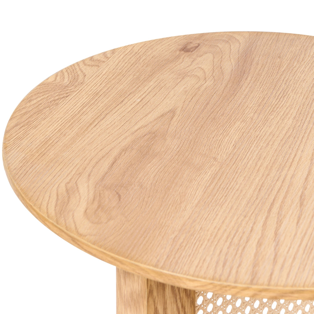 Tavolino moderno in MDF e rattan ø 50 cm Arredamento per il soggiorno Marrone chiaro