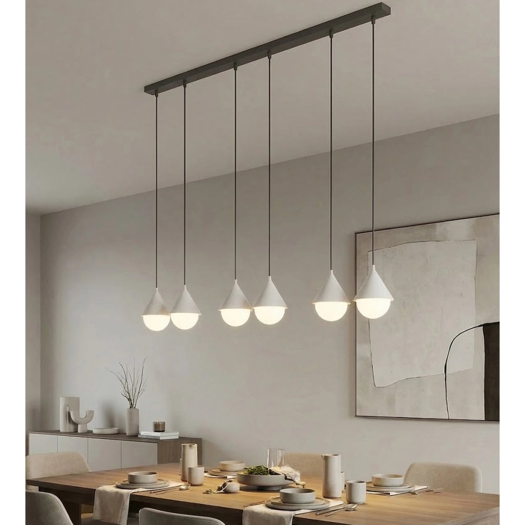 Lampada a sospensione GIRO in acciaio nero e vetro bianco