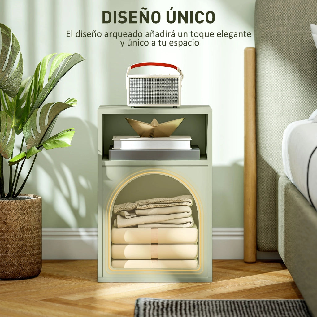Comodino con 2 Ripiani Aperti Design Arco ¨C zephmum ¨C Verde 40x30x60 cm