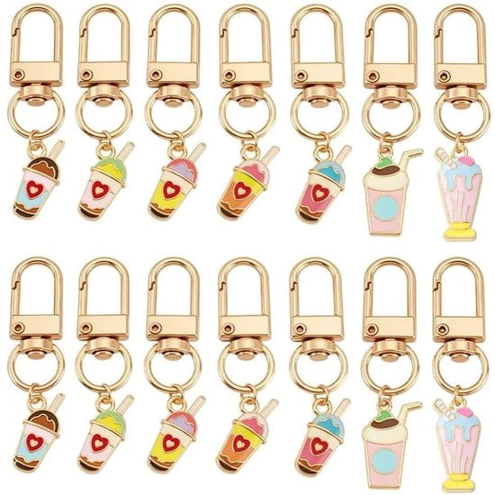 Set di 14 Chiavi con Forme di Ciotola di Latte in 7 Stili