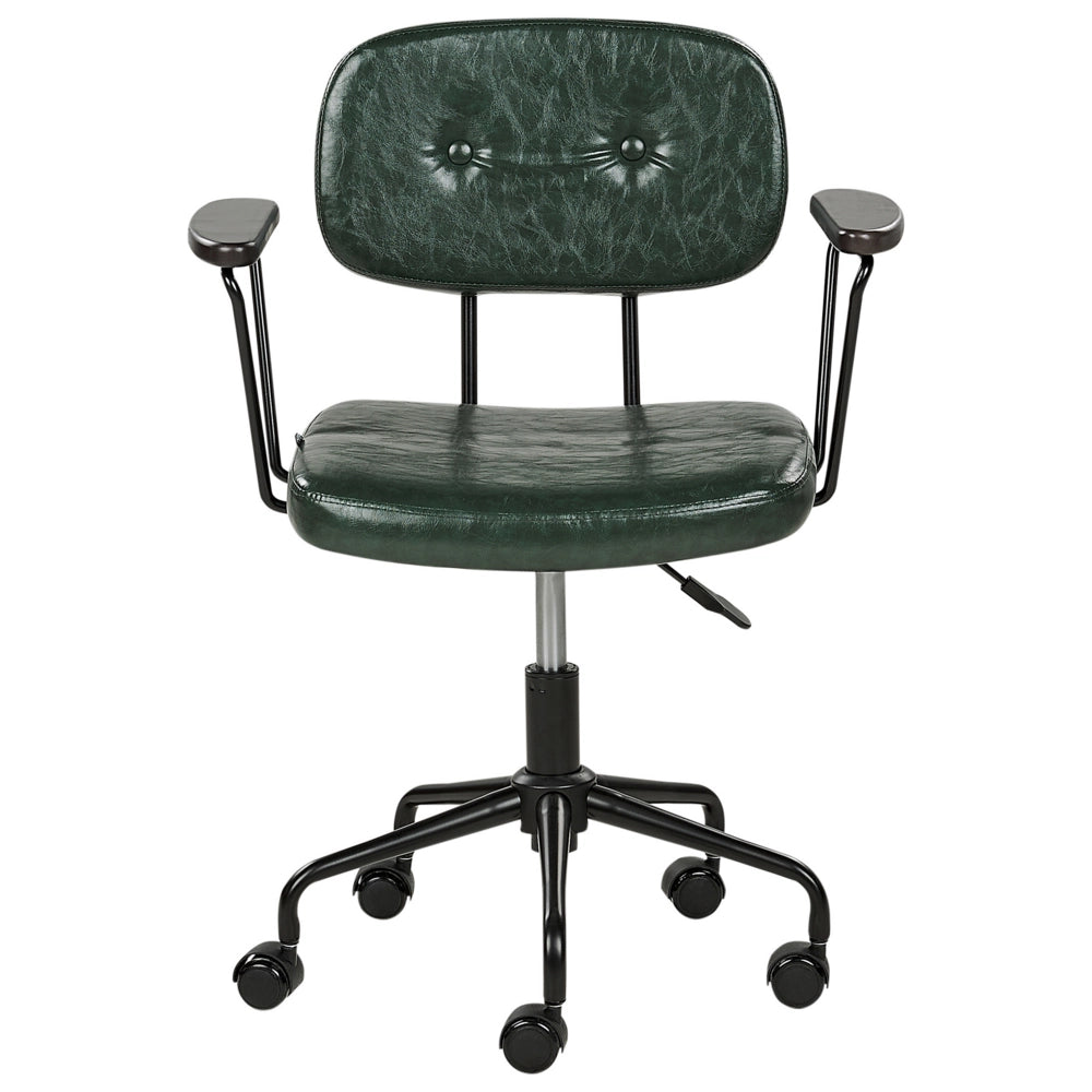 Sedia da ufficio tradizionale in ecopelle girevole e regolabile verde scuro stile moderno home office