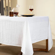 Tappeto da tavolo in 100% lino naturale, lavabile, per cucina, tavolo da pranzo, decorazione per interni ed esterni, Natale, giorno, vacanza, festa, decorazione, tappeti da tavolo (bianco, 140 x 250 cm)