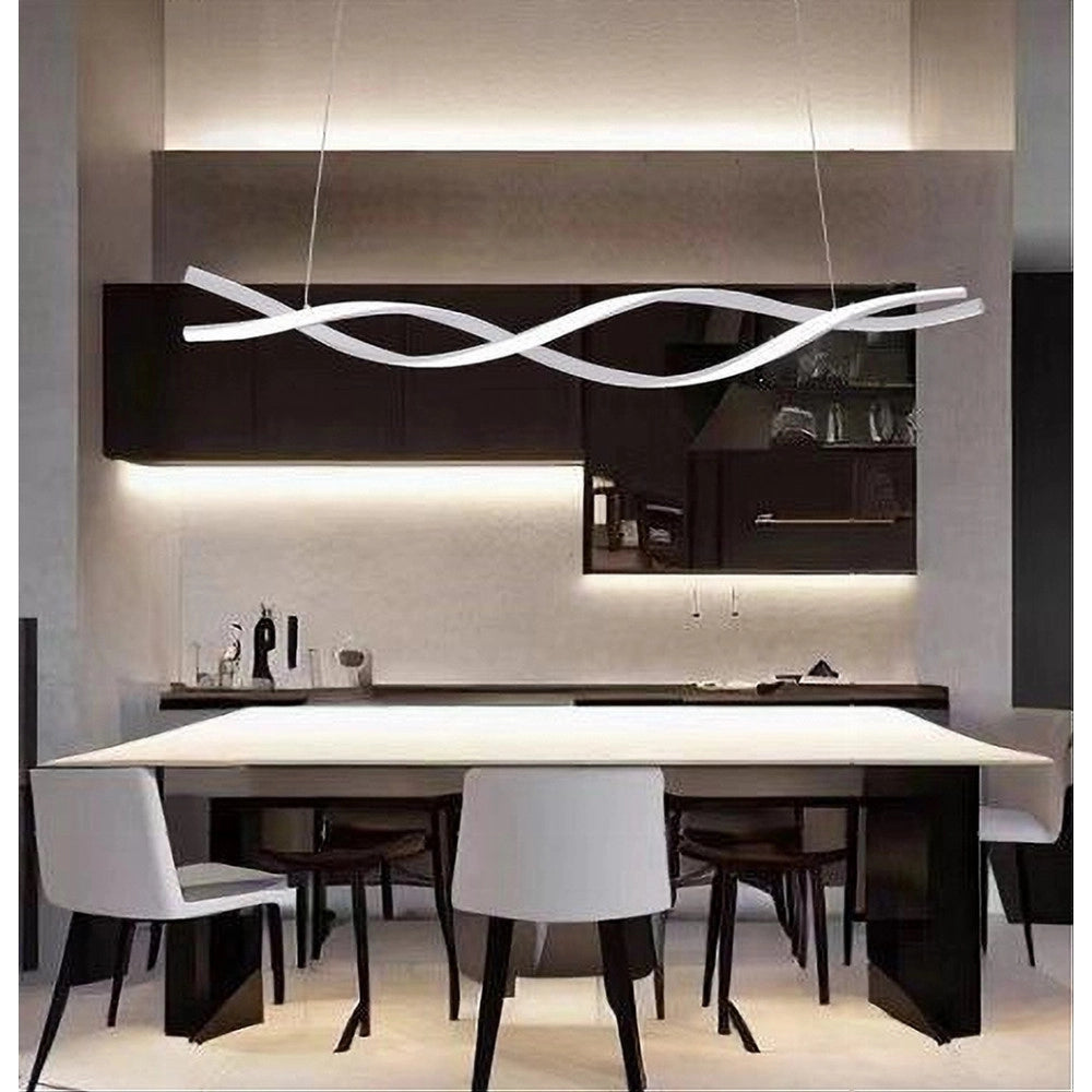 Trade Shop - Lampadario A Sospensione Luce 3000k-6500k Led 48w Bianco Spirale Vortice Orizzontale 01134 -