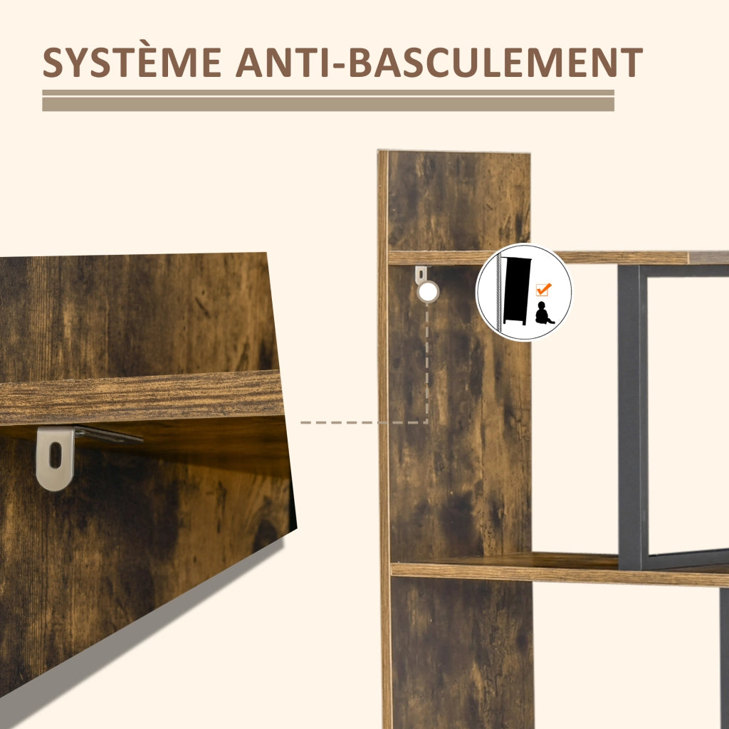 Libreria scaffale divisorio stile industriale 5 ripiani ¨C zephmum ¨C 102x30x160 cm marrone
